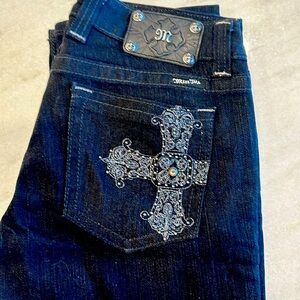 Miss Me Black Jeans Rhinestone Cross Back Pocket